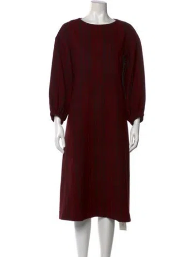 Pre-owned Marimekko Colorblock Pattern Midi Length Dress In Burgundy