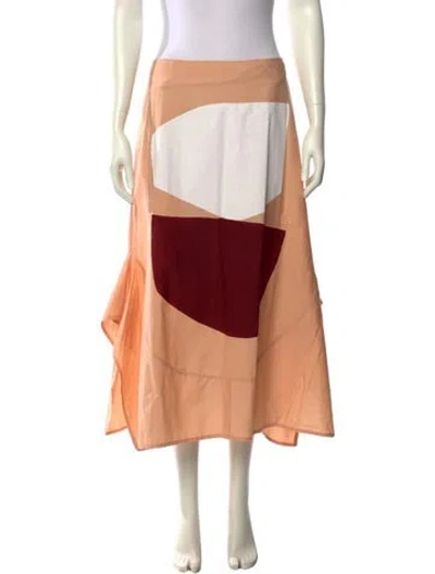 Pre-owned Marimekko Colorblock Pattern Midi Length Skirt In Neutral