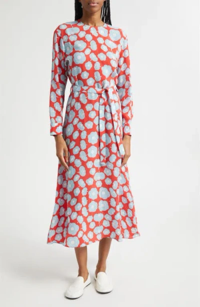 Marimekko Combu Tumma Floral Long Sleeve Dress In Pink