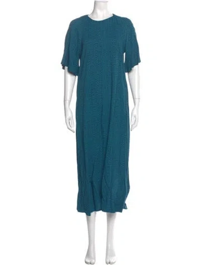 Pre-owned Marimekko Crew Neck Long Dress In Blue