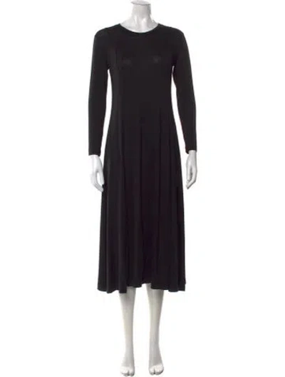 Pre-owned Marimekko Crew Neck Midi Length Dress In Black