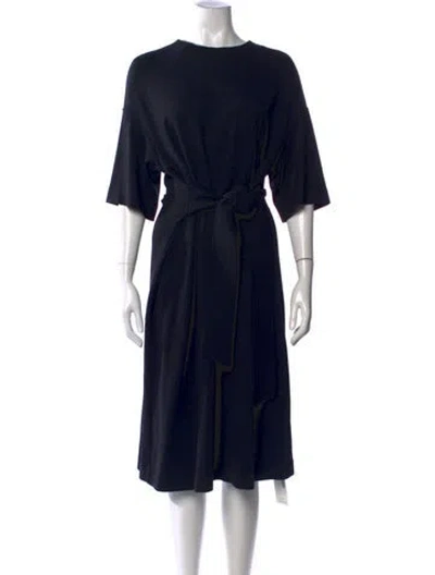 Pre-owned Marimekko Crew Neck Midi Length Dress In Blue