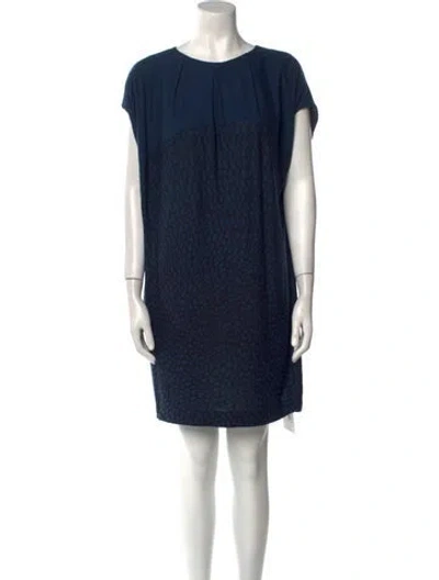 Pre-owned Marimekko Crew Neck Mini Dress In Blue