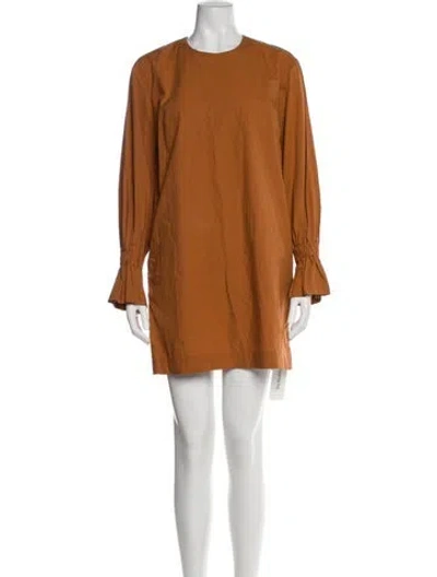Pre-owned Marimekko Crew Neck Mini Dress In Brown