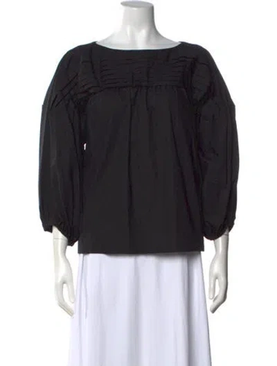 Pre-owned Marimekko Crew Neck Short Sleeve Top In Black