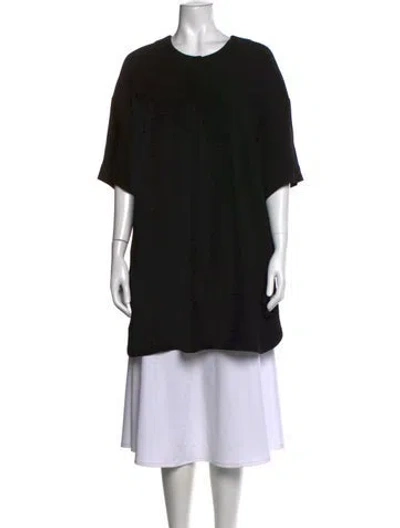 Pre-owned Marimekko Crew Neck Short Sleeve Top In Black