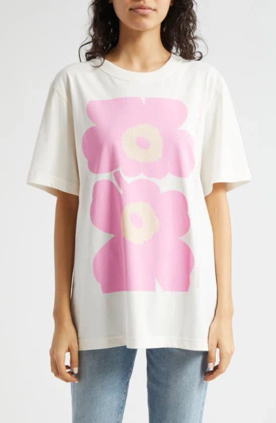 Marimekko Embla Unikko Floral Cotton Graphic T-shirt In Off-white/ Light Pink/ Beige