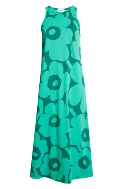 Marimekko Erilainen Unikko Cotton Jersey Tank Dress In Green