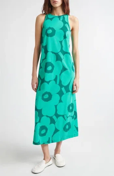 Marimekko Erilainen Unikko Cotton Jersey Tank Dress In Green