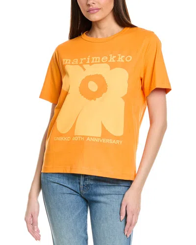 Marimekko Erna Unikko Placement T-shirt In Orange