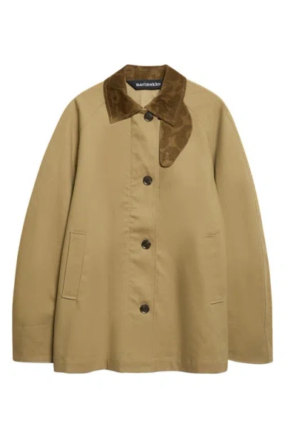 Marimekko Essee Solid Cotton Coat In Brown
