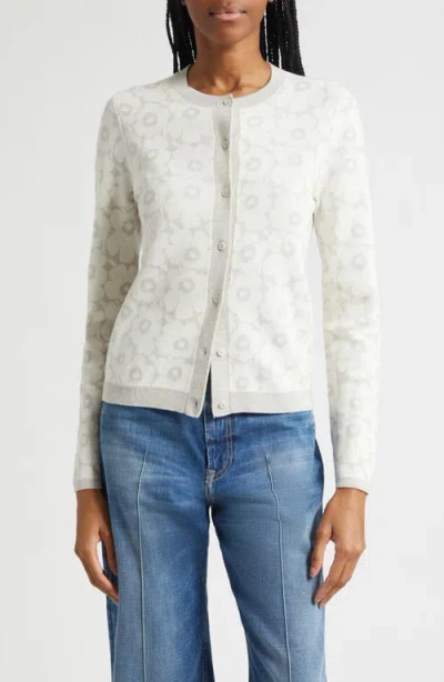 Marimekko Etevyys Keidas Floral Cotton Cardigan In White