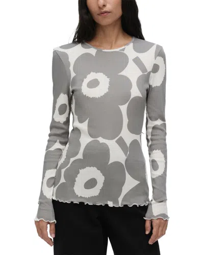 Marimekko Floraali Unikko Jersey Shirt In Gray