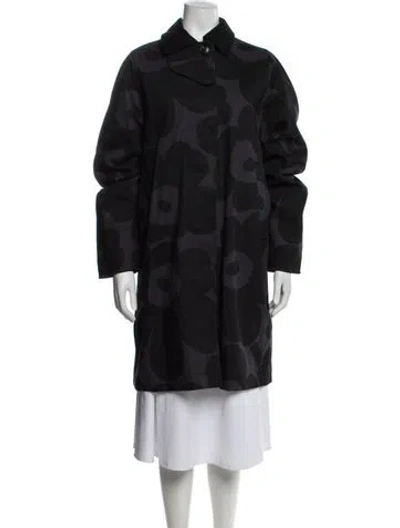 Pre-owned Marimekko Floral Print Coat In Black