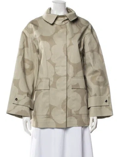 Pre-owned Marimekko Floral Print Coat In Green/neutrals