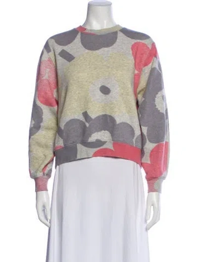 Pre-owned Marimekko Floral Print Crew Neck Sweatshirt In Purple