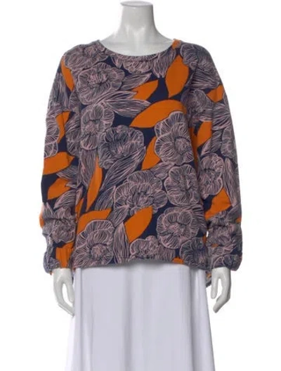 Pre-owned Marimekko Floral Print Crew Neck Top In Multi