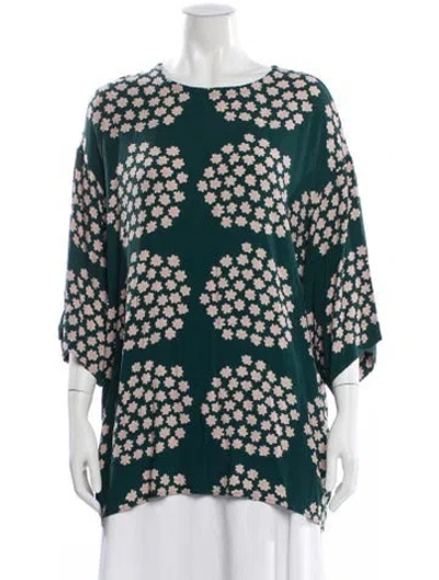 Pre-owned Marimekko Floral Print Crew Neck Top In Multi