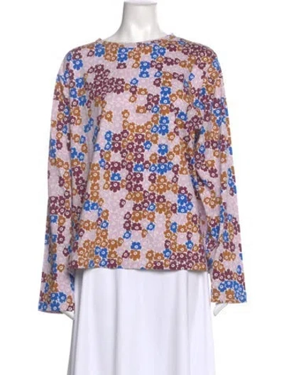 Pre-owned Marimekko Floral Print Crew Neck Top In Pink