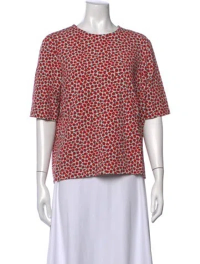 Pre-owned Marimekko Floral Print Crew Neck Top In Red