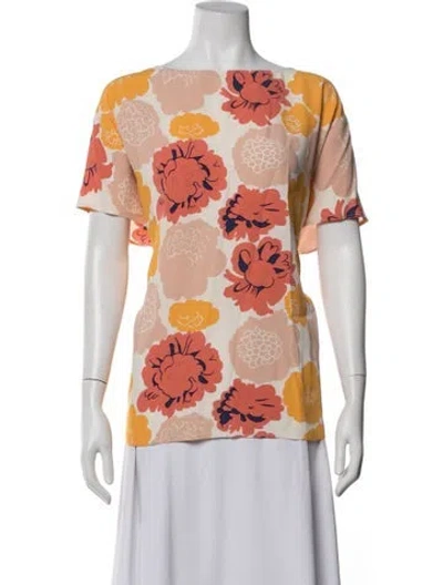 Pre-owned Marimekko Floral Print Crew Neck Top W/ Tags In Multi