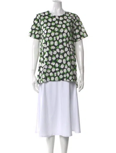 Pre-owned Marimekko Floral Print Crew Neck T-shirt In Black