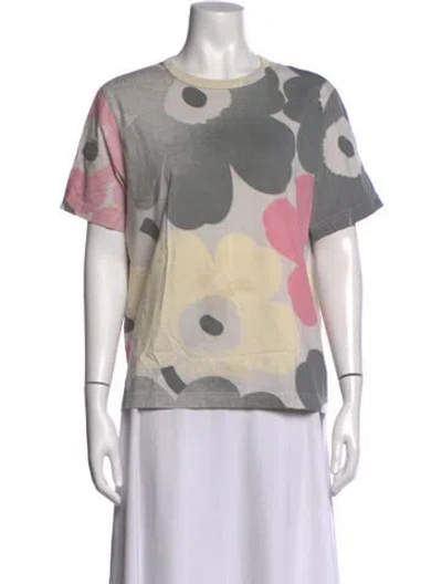 Pre-owned Marimekko Floral Print Crew Neck T-shirt In Multicolor