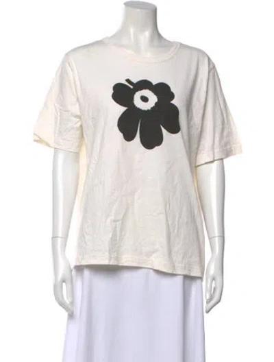 Pre-owned Marimekko Floral Print Crew Neck T-shirt In Neutral