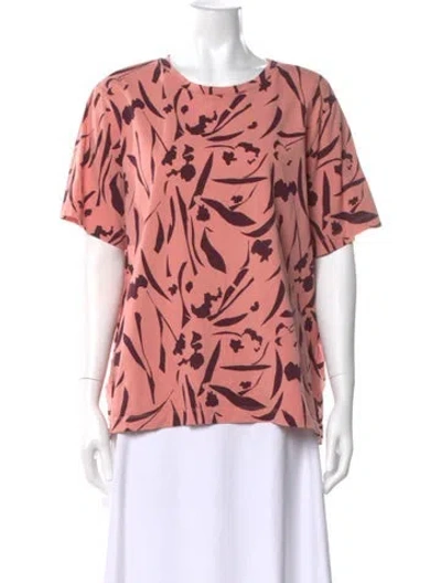 Pre-owned Marimekko Floral Print Crew Neck T-shirt In Pink