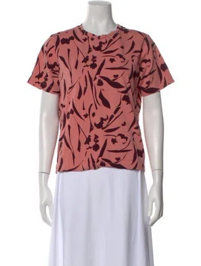 Pre-owned Marimekko Floral Print Crew Neck T-shirt In Pink