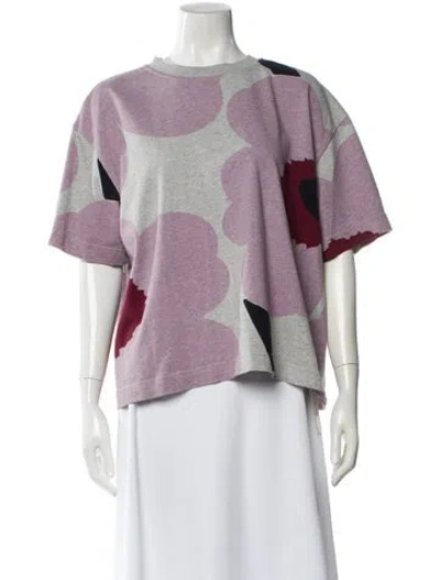 Pre-owned Marimekko Floral Print Crew Neck T-shirt In Purple