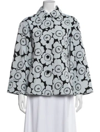 Pre-owned Marimekko Floral Print Jacket In Blue