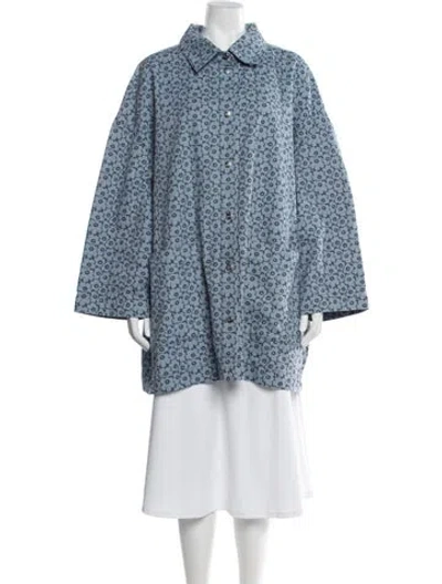Pre-owned Marimekko Floral Print Jacket In Blue