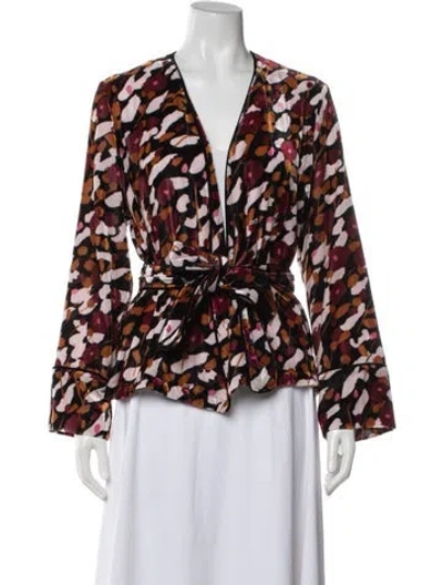 Pre-owned Marimekko Floral Print Jacket In Burgundy