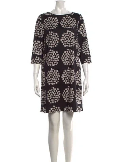 Pre-owned Marimekko Floral Print Knee-length Dress In Black