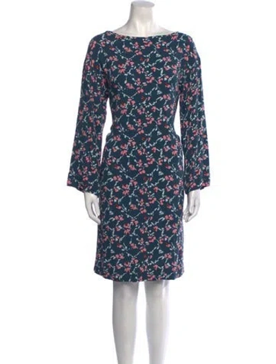Pre-owned Marimekko Floral Print Knee-length Dress In Blue