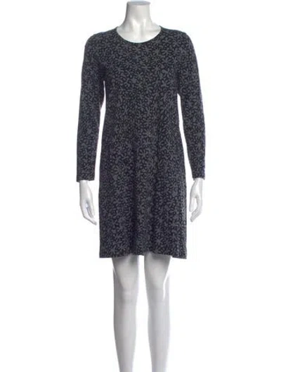 Pre-owned Marimekko Floral Print Knee-length Dress In Blue