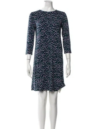 Pre-owned Marimekko Floral Print Knee-length Dress In Blue