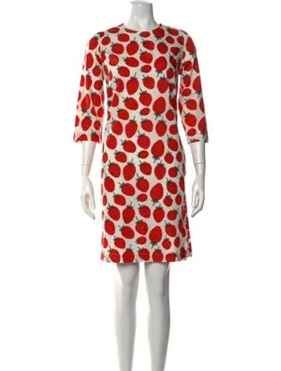 Pre-owned Marimekko Floral Print Knee-length Dress In White