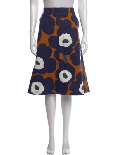 Pre-owned Marimekko Floral Print Knee-length Skirt In Gray