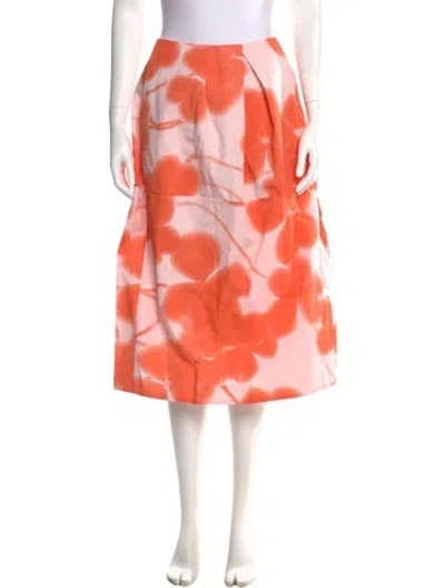 Pre-owned Marimekko Floral Print Knee-length Skirt In Orange