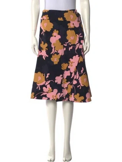 Pre-owned Marimekko Floral Print Knee-length Skirt In Pink