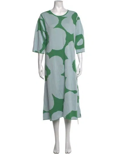 Pre-owned Marimekko Floral Print Long Dress In Blue
