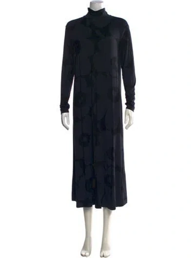 Pre-owned Marimekko Floral Print Long Dress In Blue