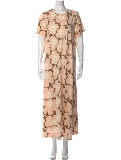 Pre-owned Marimekko Floral Print Long Dress In Multicolor