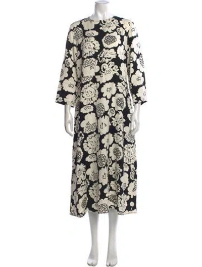 Pre-owned Marimekko Floral Print Long Dress In Neutral
