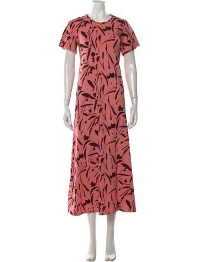 Pre-owned Marimekko Floral Print Long Dress In Pink