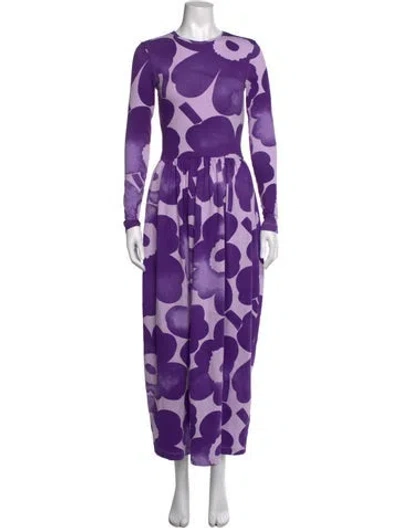 Pre-owned Marimekko Floral Print Long Dress In Purple