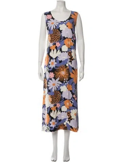 Pre-owned Marimekko Floral Print Long Dress W/ Tags In Multicolor