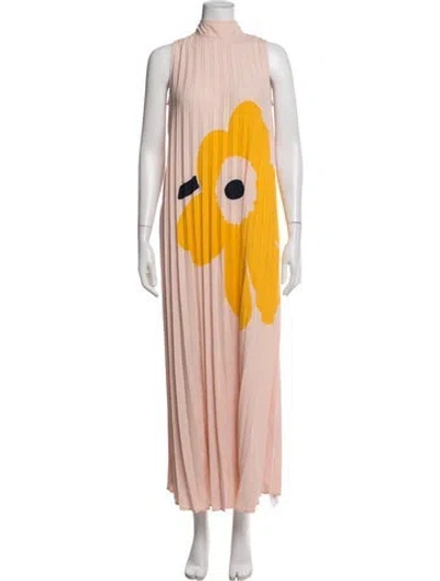 Pre-owned Marimekko Floral Print Long Dress W/ Tags In Pink